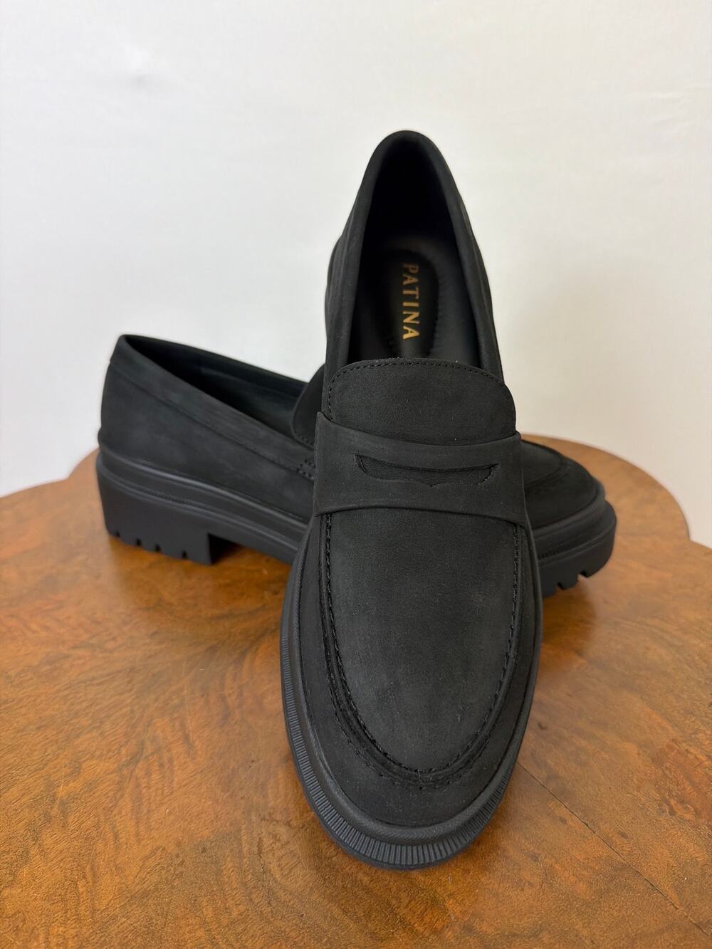 NWT Patina by Portland Leather Black Zoe Chunky Loafer Shoes Size 10.5 Mexico
